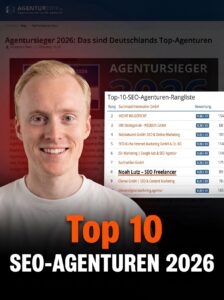 Agentursieger 2026 von Agenturtipp   Noah Lutz unter den Top 10 der besten SEO Agenturen Deutschlands